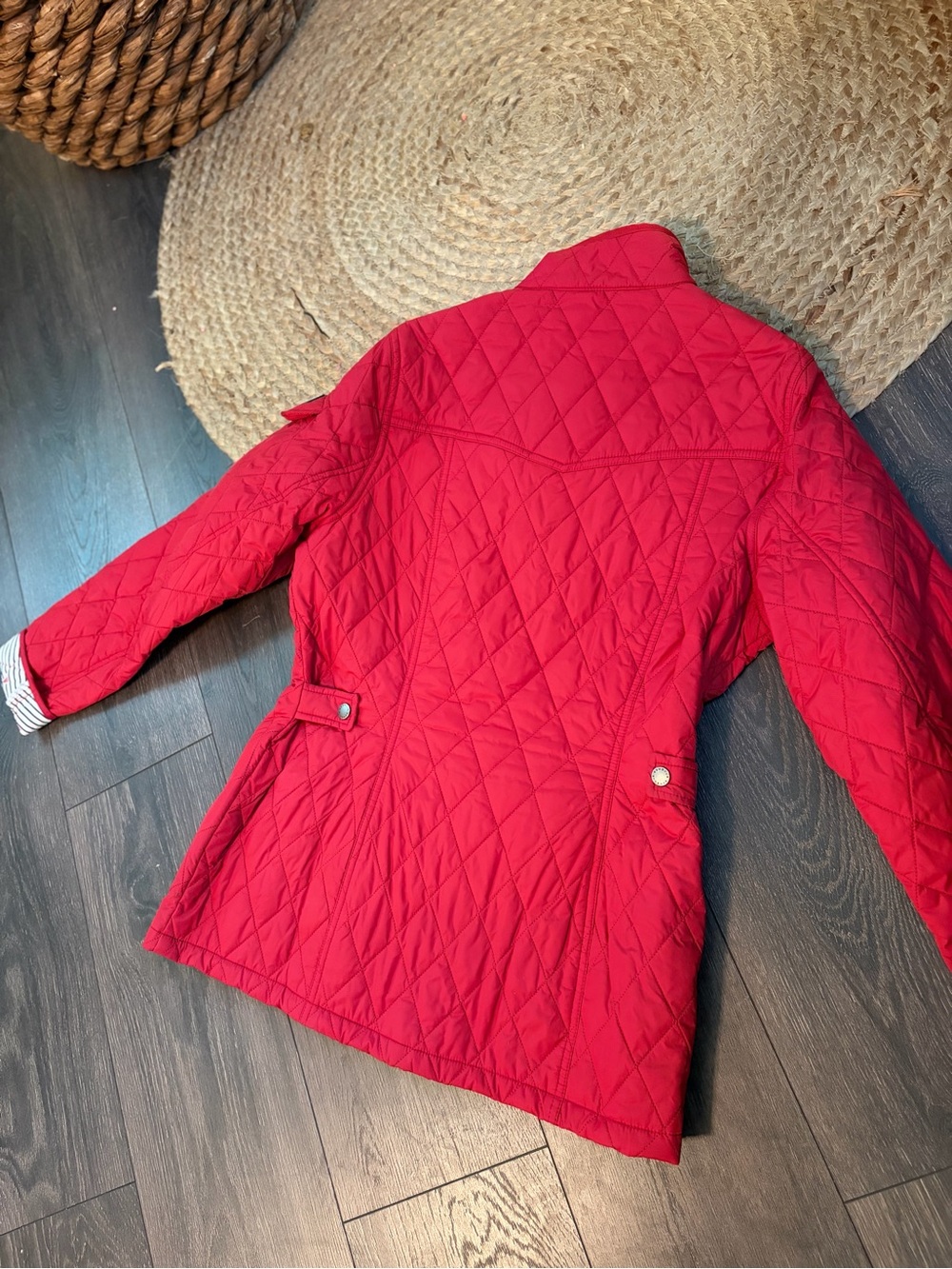 Barbour Bright Red Quilted Field Jacket - Picture 8 of 9